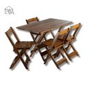 Kit da Para Casa - Mesa Dobrável de Madeira Maciça com 4 cadeiras - Design Elegante e Prático!