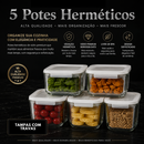 Seladora a Vácuo + 5 Potes Herméticos + 200 Sacos | Kit Conserva Completo